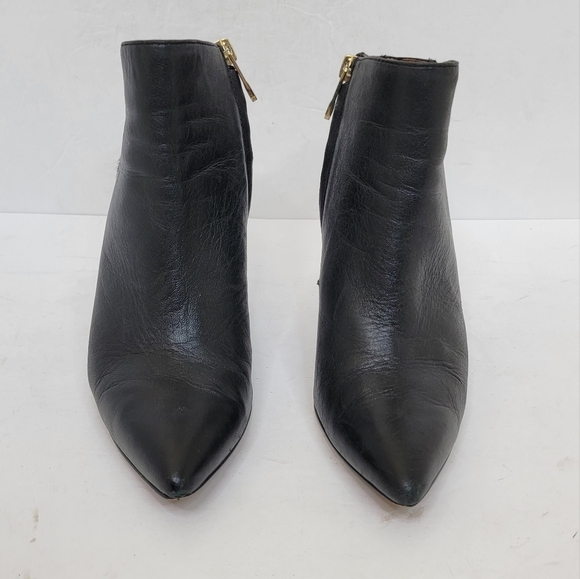 Louise et Cie Pointed Toe Black Leather & Cow Hair Heel Booties Size 7.5 - Picture 3 of 16